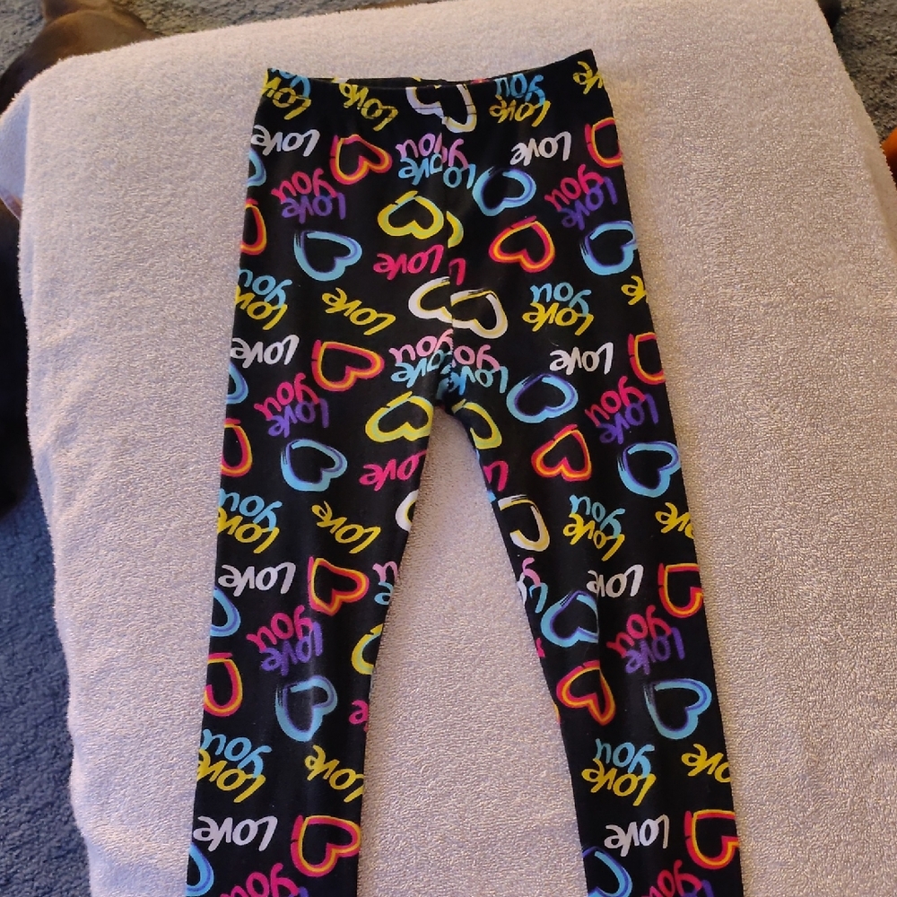 Source Unknown Black and Red Leggings with Whimsical Design